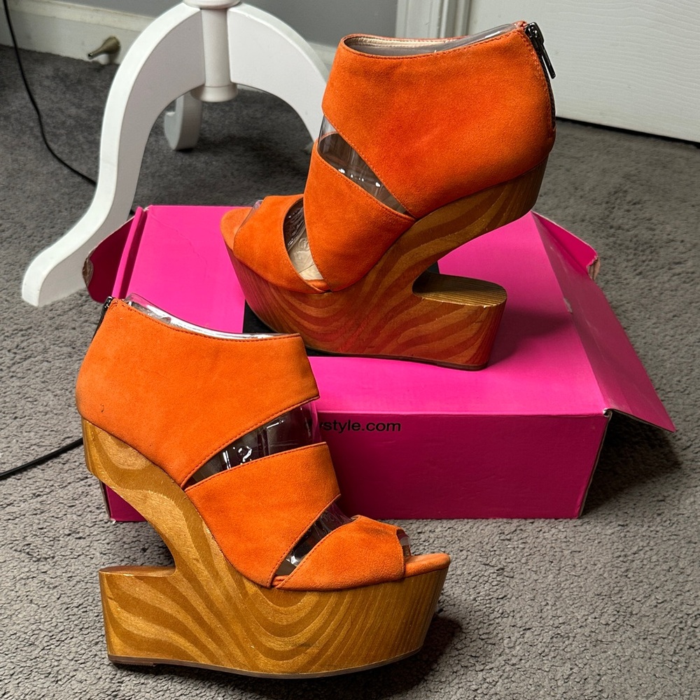 Coral  Platform Wedge Sandals